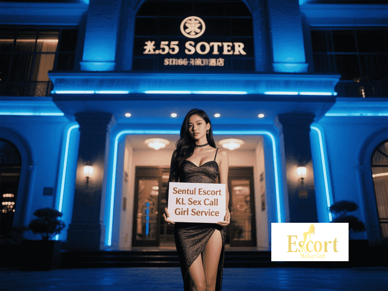 Escort Malay Girl Sentul escort holding a sign at a luxury hotel entrance KL Escort Girl Service