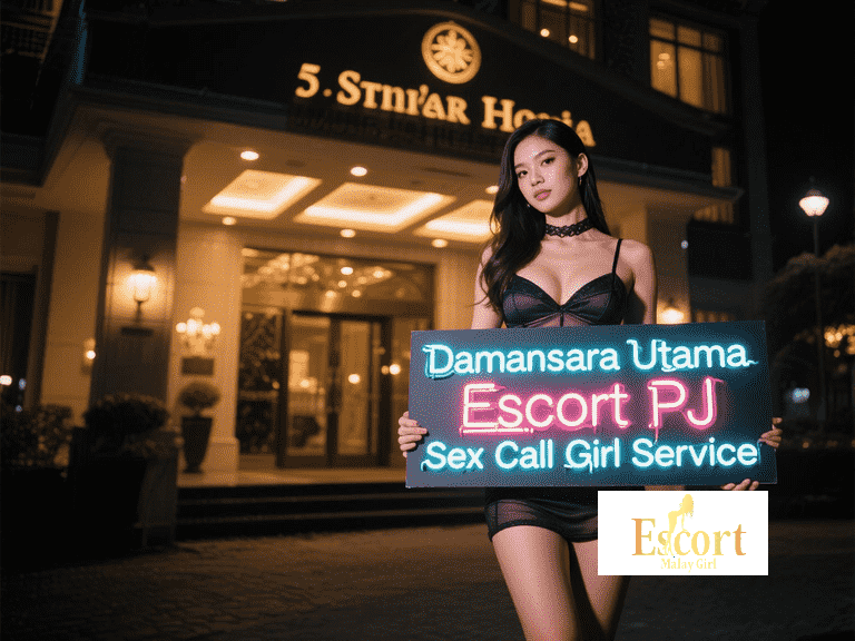 Escort Malay Girl Damansara Utama escort holding "Escort PJ Sex Call Girl Service" sign. KL Escort Girl Service