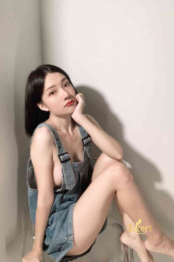 Escort Malay Girl LingLing Chinese escort in denim overalls, KL call girl services KL Escort Girl Service
